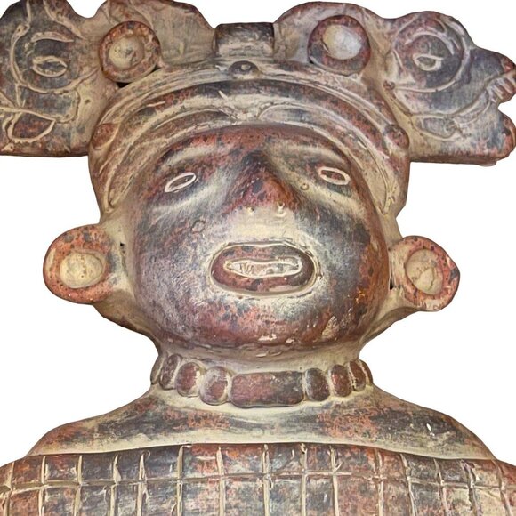 Hand-Sculpted Inca Aztec Terracotta Clay Pottery Sitting Figure Statue 1960s - Picture 9 of 10